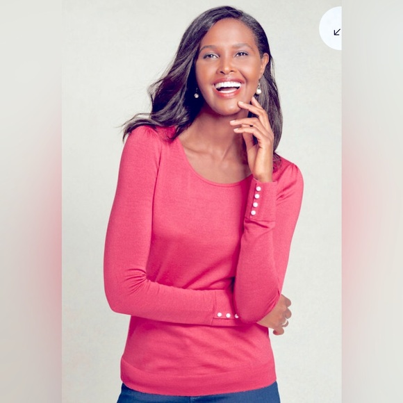 TALBOTS GATHERED SHOULDER MERINO SWEATER SIZE M P - Picture 1 of 5